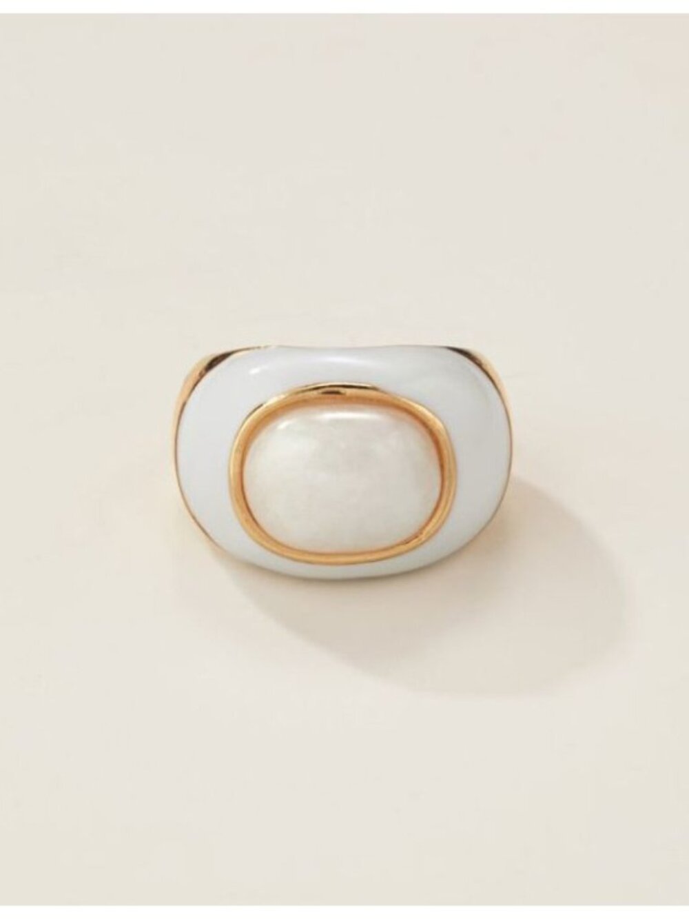 Avon 1886 White Quartz Enamel Ring-Size 8-New In Box